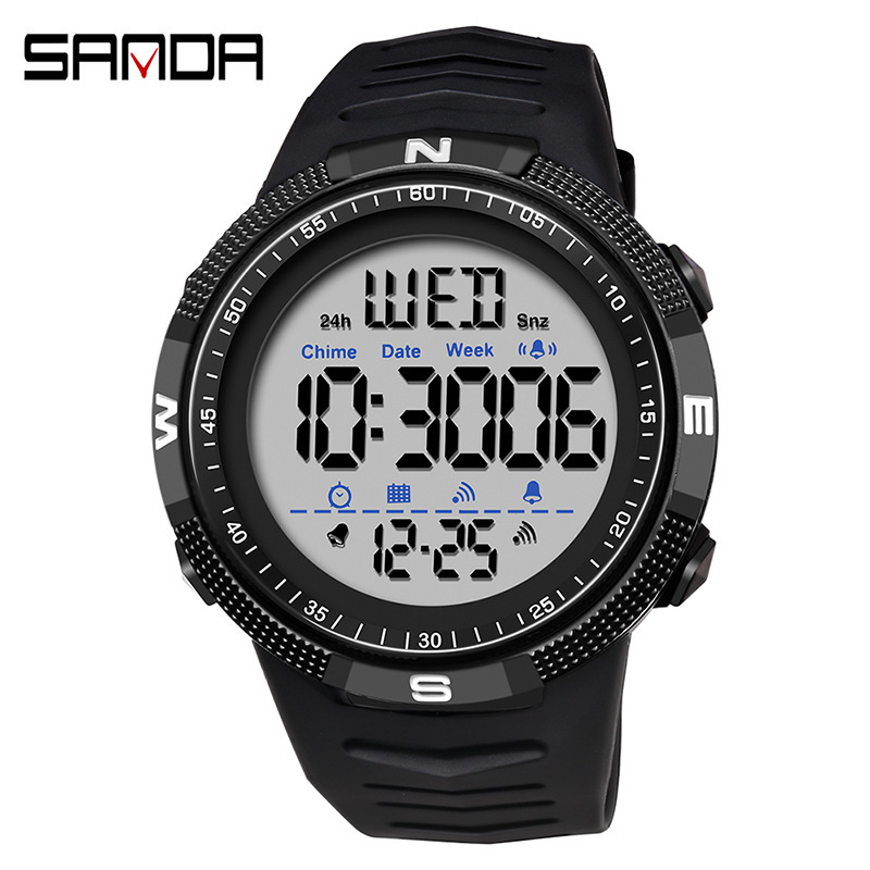 SANDA 6014 multifunción LED reloj electrónico impermeable reloj deportivo para hombre reloj de moda para estudiantes