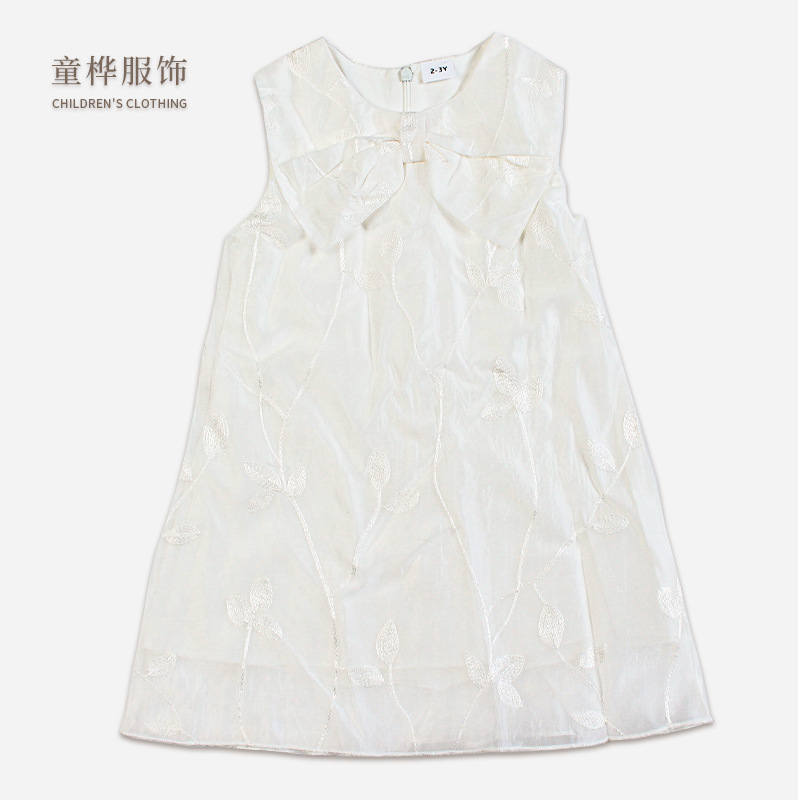 2025 New Summer Style Playful and Childlike Girls' Dress Summer Ins Style Bow Pure Cotton Baby Dress 3-8 Years Old