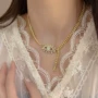 日冕辣妹百搭绿色锁骨链