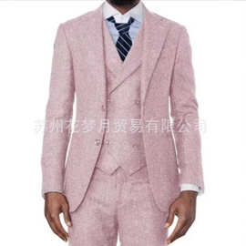 新款欧美男士西装外贸亚马逊男士西装三件套宴会舞会婚礼主持礼服