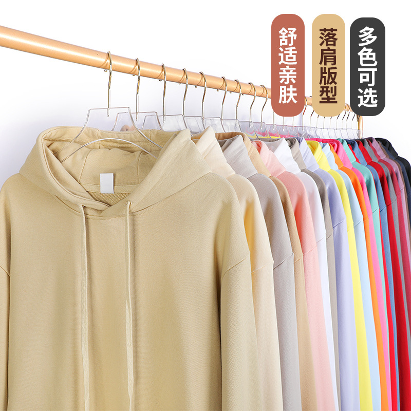 380g trendy oversized hooded Japanese heavy winter pure cotton drop shoulder loose men's and women's sweatshirt, American men's style