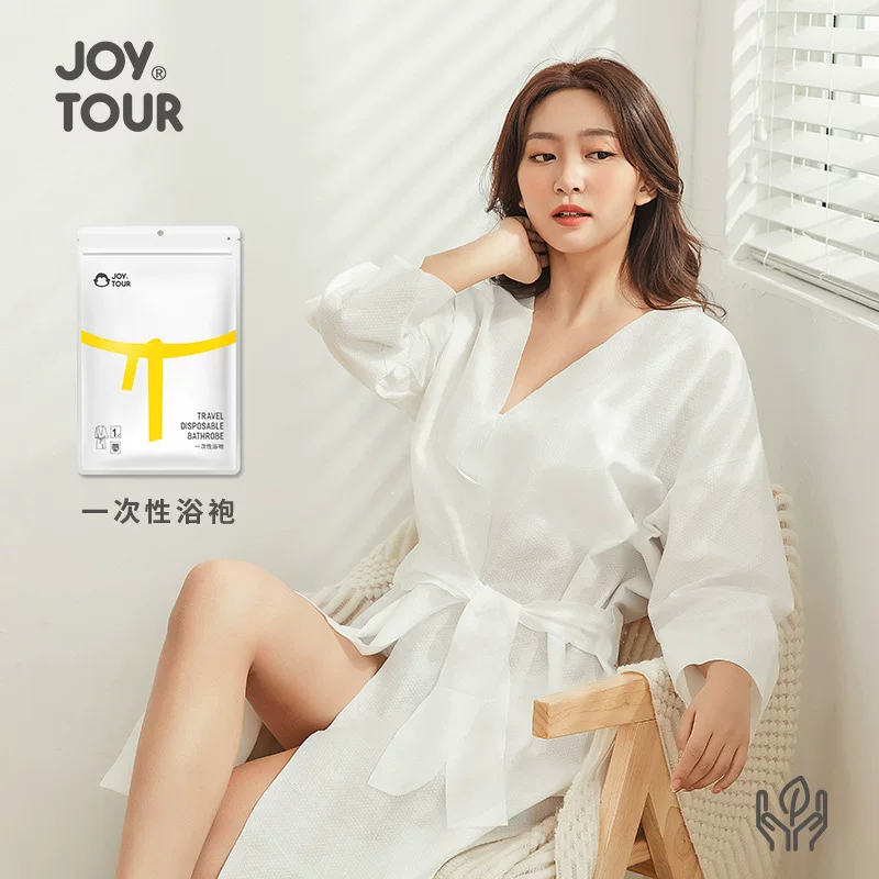 Одноразовый дорожный халат (JOY TOUR) — длинный, более толстый белый халат, один размер