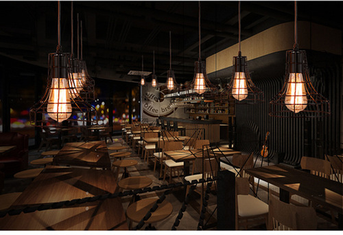 北欧简约创意个性复古loft单头铁艺吊灯咖啡厅吊灯餐厅吊灯