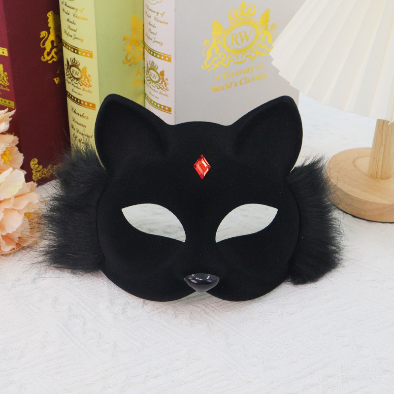 Halloween nueva máscara de zorro negro felino femenino espectáculo de fiesta de baile de alto nivel capa de tapa de ojos