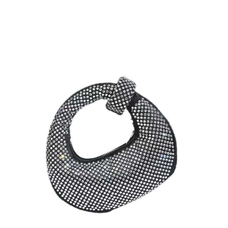 Cross-Border Diamond-Encrusted Mini Donut Bag, Sparkling Rhinestone Crossbody Bag, Versatile Shoulder Bag, Clutch, Evening Bag - Thumbnail 5