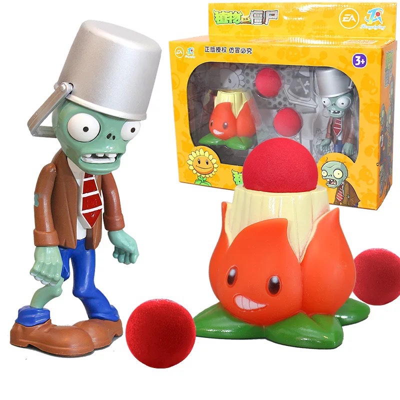 Juguetes de Plantas contra Zombis, juego completo de goma suave, lanzador de guisantes, juego para niños, regalo para niños, figuras