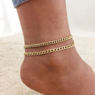 Huan Qi jewelry 26 letters zircon anklet full diamond foot decoration titanium steel electroplating 18K gold simple accessories