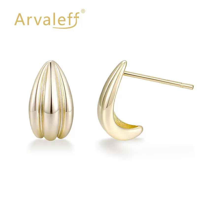 Arvaleff原创925银耳钉耳环小几何设计电镀14K金色跨境耳钉饰品