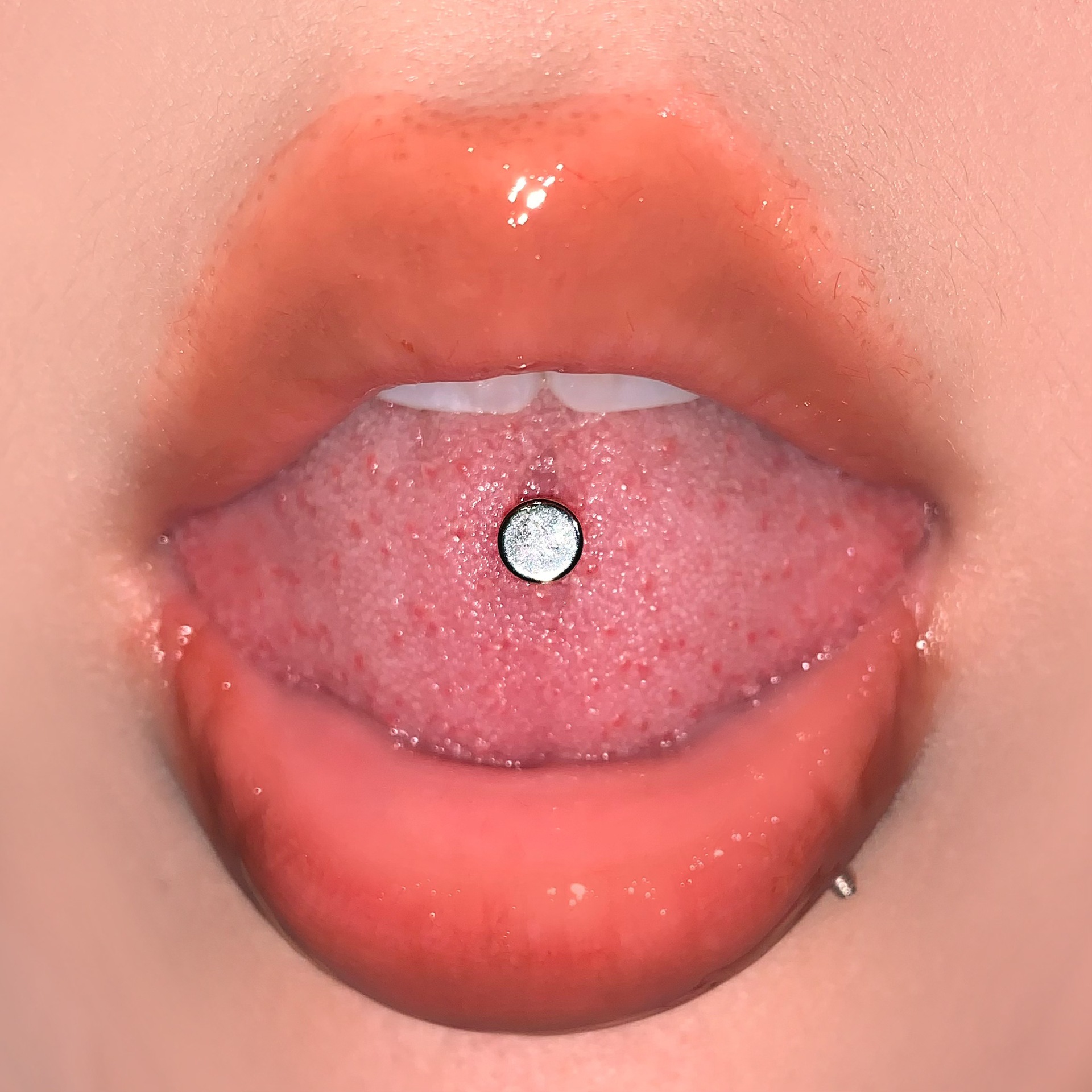 Labret stud lip piercing jewelry styling detail
