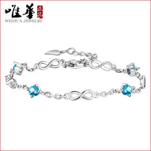 京东天猫轻奢蓝锆石手链女 海洋之心时尚数字8手饰品无限爱恋手串