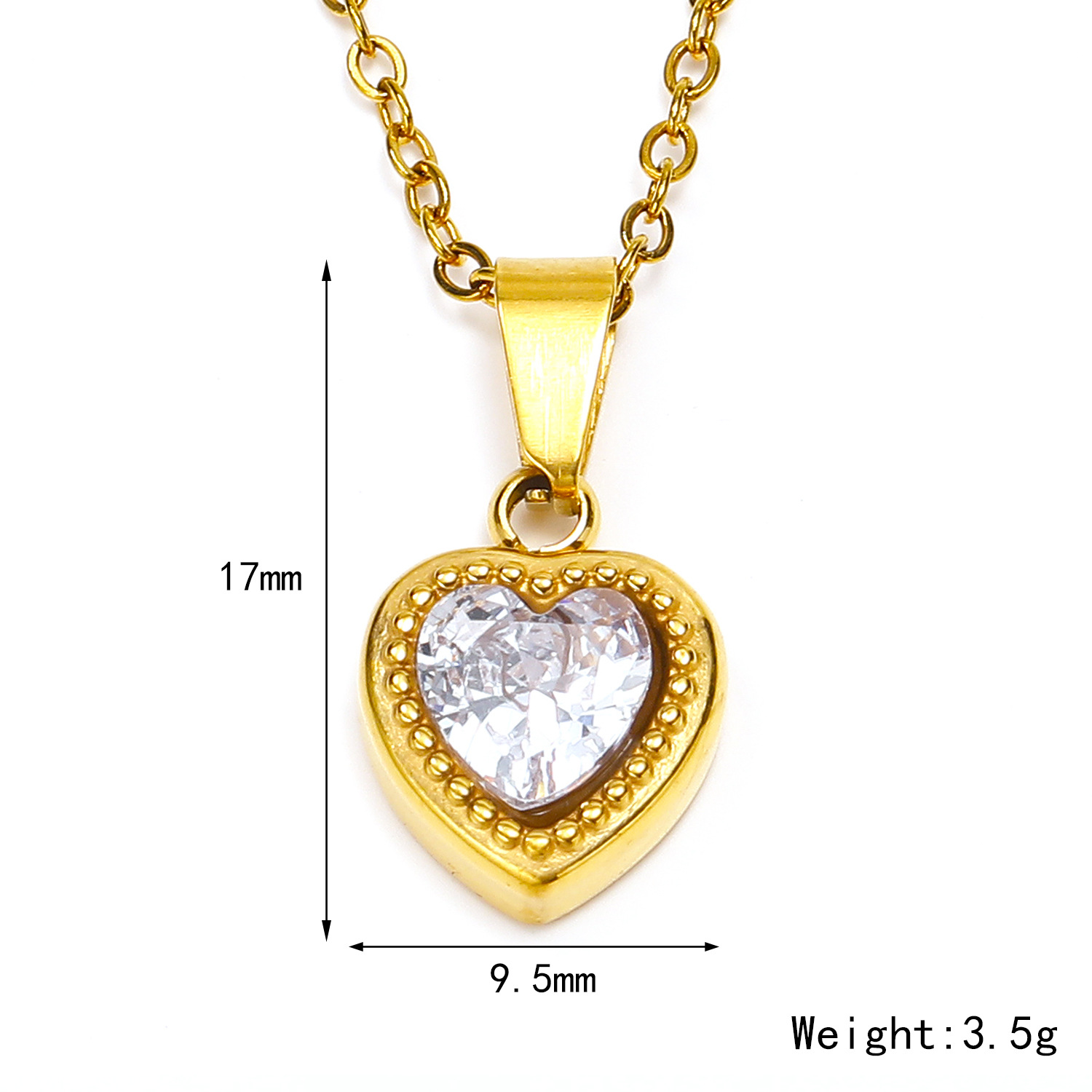 Titanium Steel Simple Style Heart Shape Zircon Pendant Necklace display picture 1