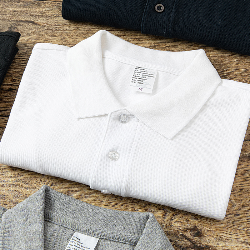 230g Pure Cotton Thickeneded Pure Cotton Lapel Polo Shirt Men's Pure Color Large Size Business Combed Cotton Heavyweight Polo Shirt