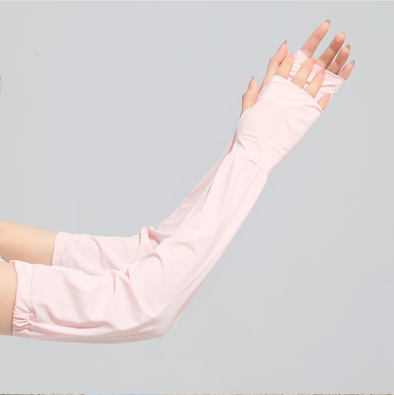 Protector solar Mangas de hielo Guantes de verano con fugas de dedo Protector de brazo de seda de hielo más largo para deportes de ciclismo al aire libre Protector solar Mangas de hielo