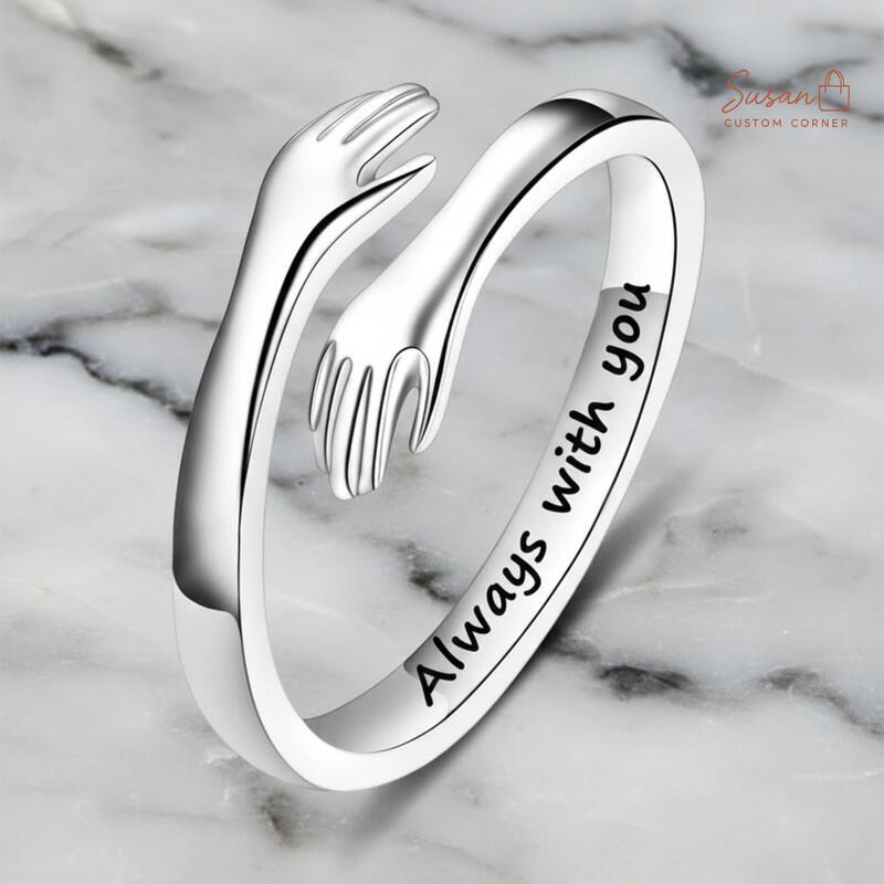 Cross-Border Custom-Engraved Friendship Hug Ring Jewelry, Creative Niche High-End Gift for Women, Mother's Day Gift Cross-Border Custom-Engraved Friendship Hug Ring Jewelry, Creative Niche High-End Gift for Women, Mother's Day Gift
