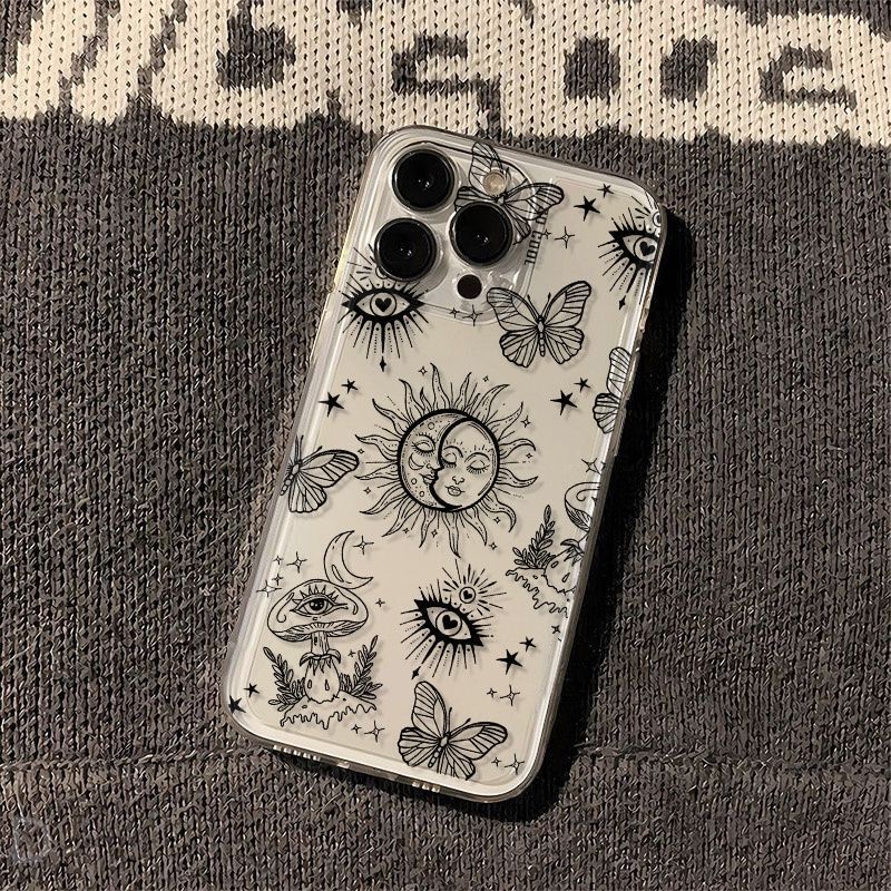 Graffiti Sun Eyes Suitable for iPhone Apple 8Plus Mobile Phone Case 15Promax/11Pro/11 Transparent 13