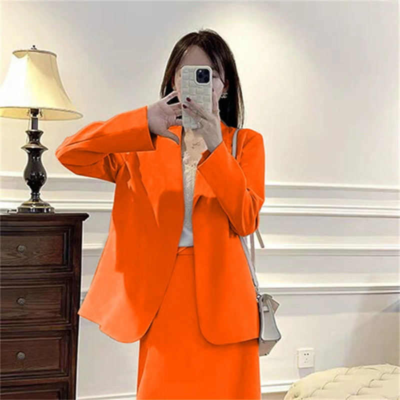 2024 осенняя мода корейская версия нишевого дизайна костюм юбка бюст костюм женский свободный простой корейский костюм женский прилив