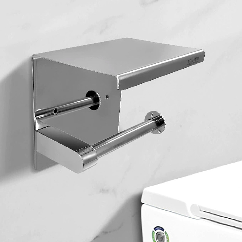 Rack de toallas de baño, estante de papel de doble propósito, estante de papel de doble propósito, estante de papel de acero inoxidable, estante de papel de baño, Qiao Sheng