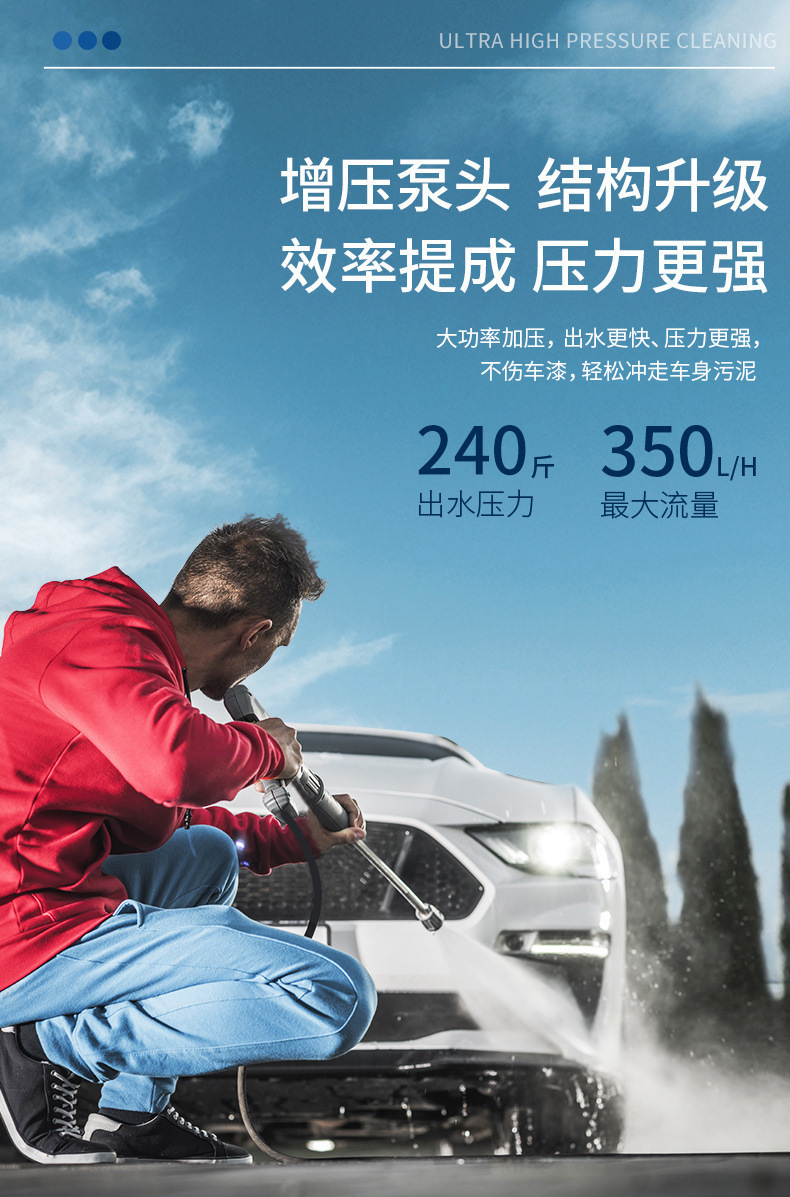 Manufacturers 220V high-pressure car washing machine household self-service car washing artifact high-power portable car washing water generation