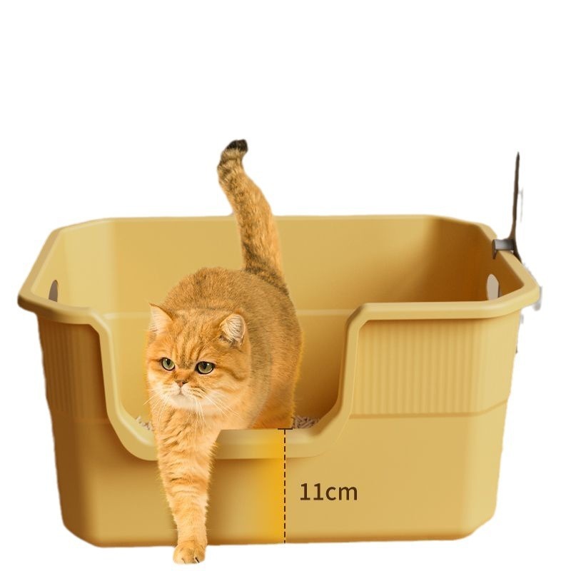 特大サイズの厚い猫砂盆巨大な外はね防止全開放式半閉鎖メイン猫砂盆特大猫糞盆|undefined