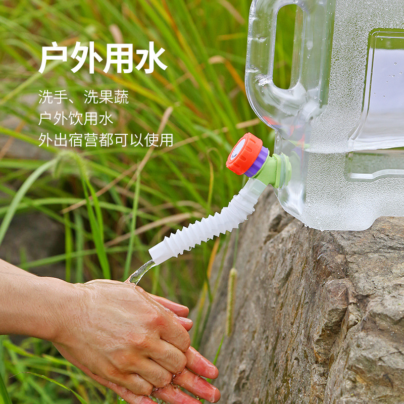 戶外露營食品級透明帶水龍頭方桶礦泉空桶飲水儲水帶蓋家用裝水桶