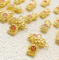 中国風の新しいマットゴールドの祝福ピーナッツパーソナライズされた創造的な花の成長新しい中国風の祝福DIYアクセサリー