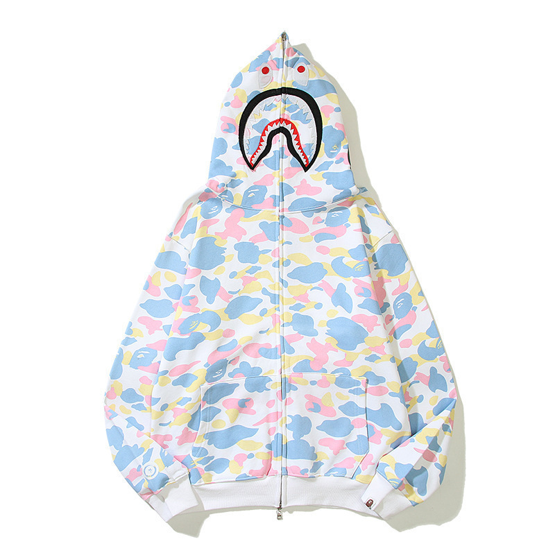 2024 New Shark 3D Print Hooded Trendy Brand Sweater WGM Embroidered Cardigan Men's Street Camouflage Zipper Guard 2024 New Shark 3D Print Hooded Trendy Brand Sweater WGM Embroidered Cardigan Men's Street Camouflage Zipper Guard