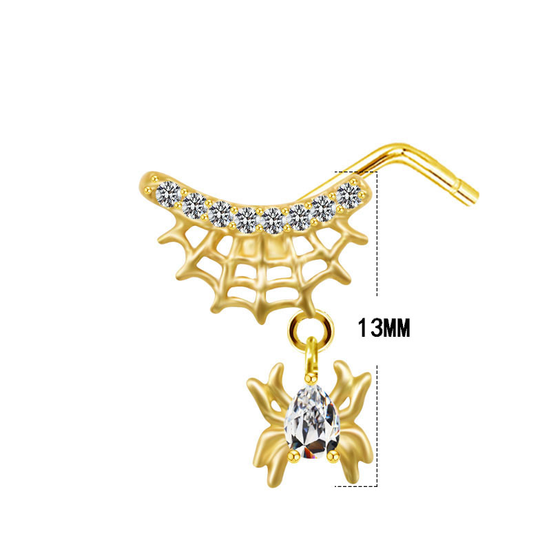 1 Piece Quantity Holiday, Party Occasion Stainless Steel, Copper Material Streetwear Fruit Heart Shape Stainless Steel Copper Plating Inlay Zircon Nose Ring