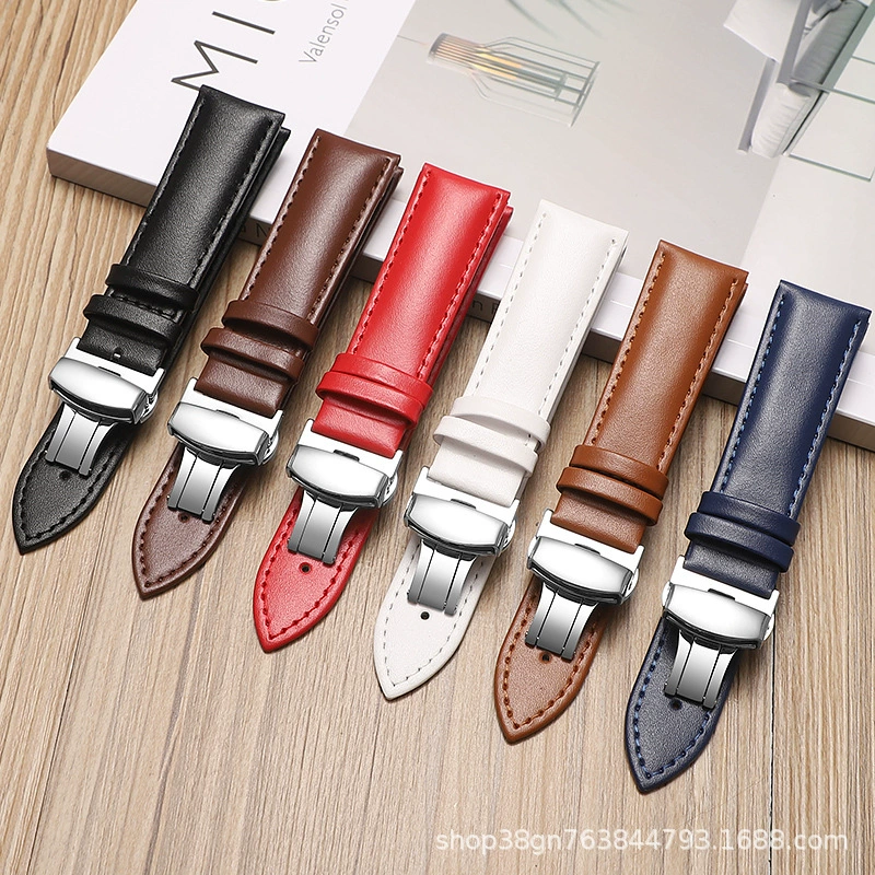Прямая Продажа с фабрики подходит для Apple Watch с иглой печати Простой Кожаный ремешок Бабочка Пряжка Huawei Samsung ремешок