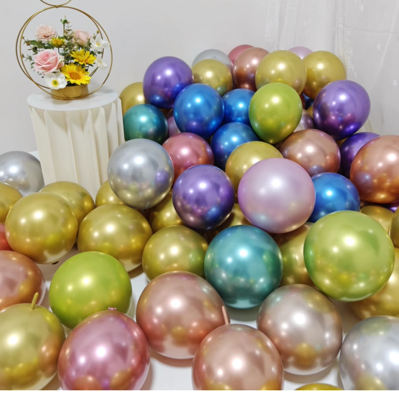 Shuai An Globo de metal de 10 pulgadas Globo de látex de cromo nacarado Fiesta de cumpleaños Decoración de boda 50 piezas
