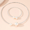 Choker from pearl, bracelet, fashionable set, accessory, suitable for import, Amazon, light luxury style