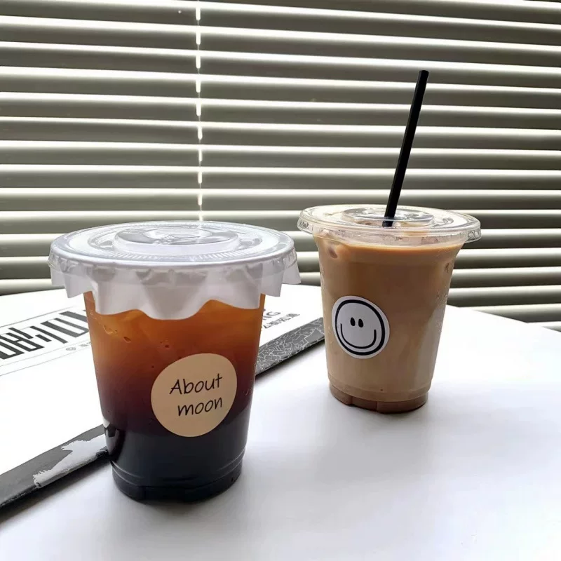 Disposable coffee transparent high quality plastic glass, internet celebrity, increased thickness