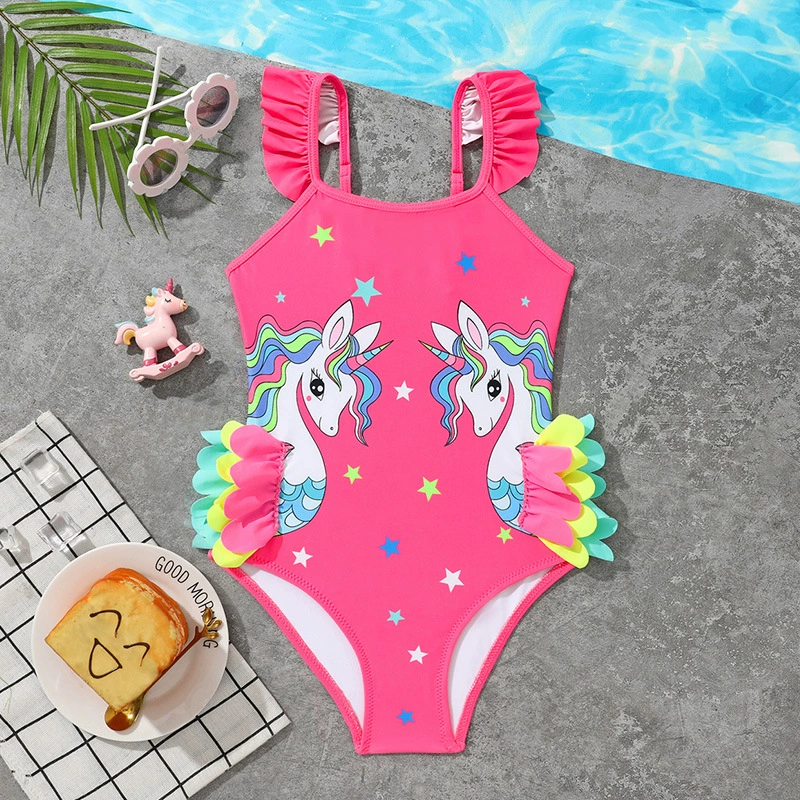 Новинка 2024, цельный купальник для трансграничных девочек, детские купальники на слинге, детские купальники-бикини, европейские и американские