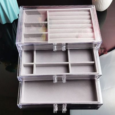 jewelry storage box Drawer Earrings transparent Jewelry box Jewelry dustproof Bracelet Earrings Ear line desktop Arrangement