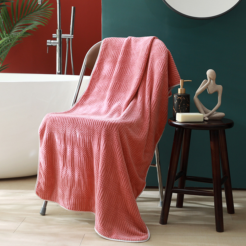 Bath Towel、Super Absorbent Coral Fleece Bath Towel Auspicious Patterns, Absorbent And Soft, Edged Gift Towel, Can Be Printed With Logo_voghion.com