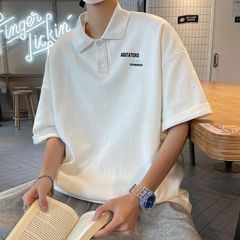 夏のメンズ半袖ポロシャツ、トレンドの半袖ラペルTシャツ、トレンドの万能カジュアルトップス、送料無料