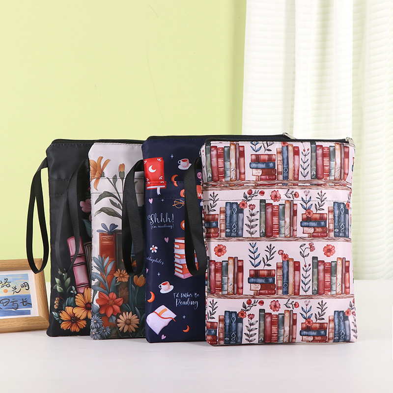 Spot Printed Canvas Tablet Protective Cover Portable Tablet Storage Bag Book Bag with Zipper Book Cover Wholesale