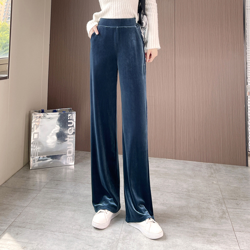 Golden Velvet Wide-leg Pants Women's Spring and Autumn 2025 New Explosions Casual Women's Pants Autumn Dosing Straight Velvet Pants
