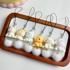 新款立体小绒毛狗狗挂件手机绳学生包包挂件闺蜜礼物可爱卡通挂饰