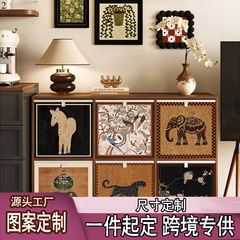 中古风衣服收纳箱大容量格子柜收纳筐高档可折叠抽屉式家用整理盒