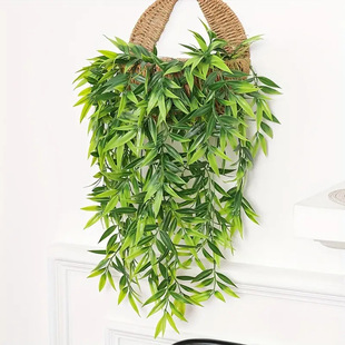 Cross-Border Artificial Hanging 5-Pronged Bamboo Leaf Rattan Background Wall Decoration Garden Landscaping Wedding Photography Props Decoration
