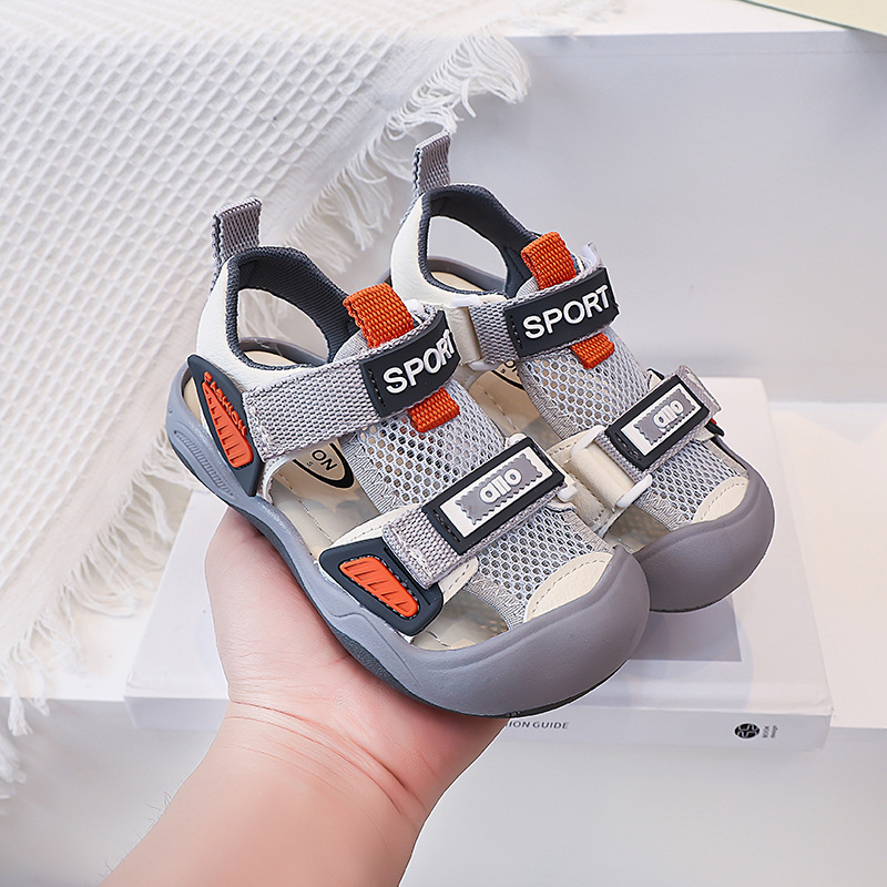 Sandalias deportivas suaves para niños 2026 verano nuevo tipo de bolsas de niños antipatada zapatos de retroceso de malla zapatos casuales transpirables image 8