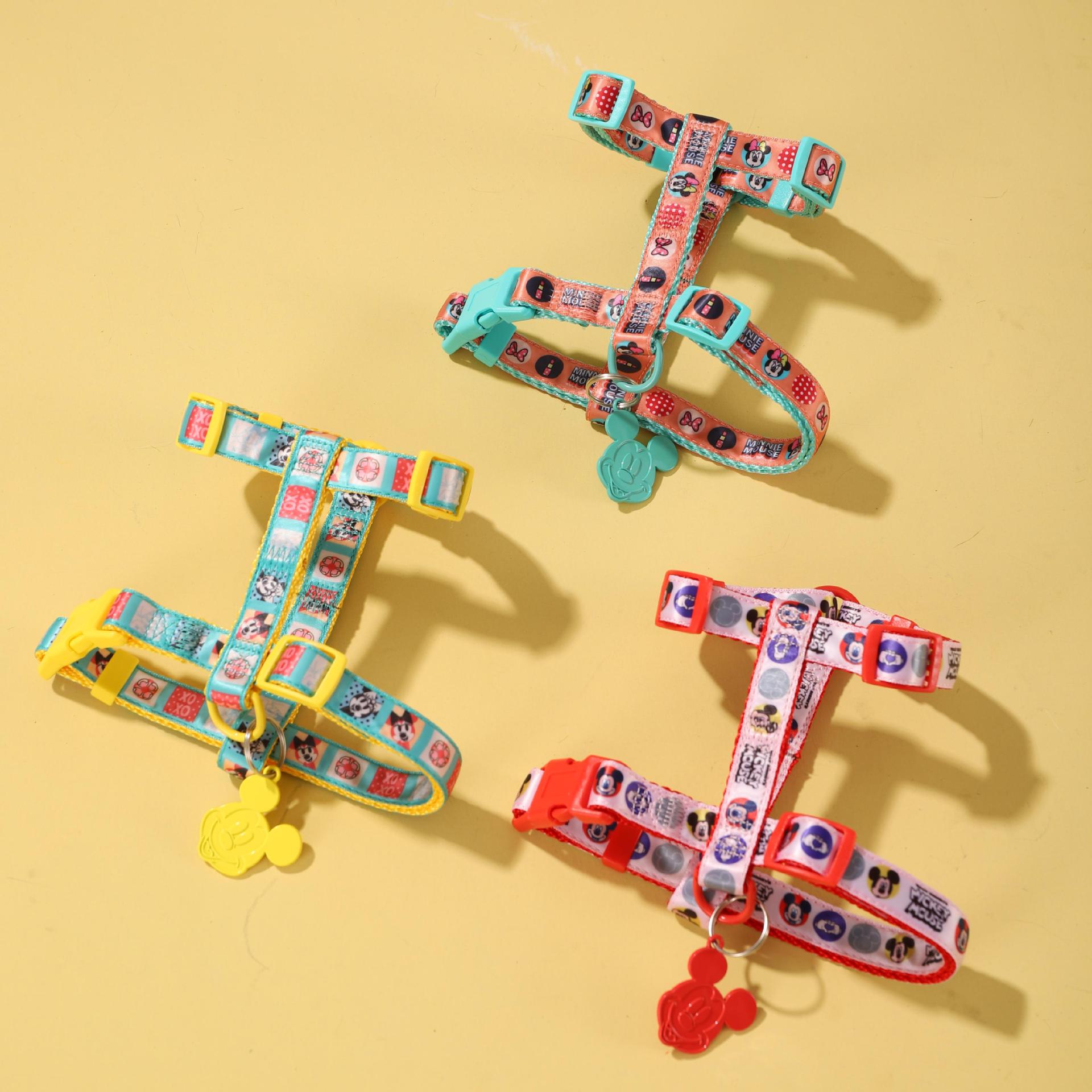 Disney Mickey series felino cinturón de pecho para cachorros fuera anti-desprendimiento perro y gato conjunto de tracción universal en forma de I