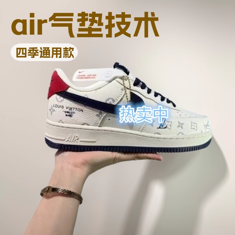 Explosión de la Fuerza Aérea No. 1 pequeño gancho nuevo gris pálido de tendencia baja para hombres y mujeres zapatos deportivos casuales de moda