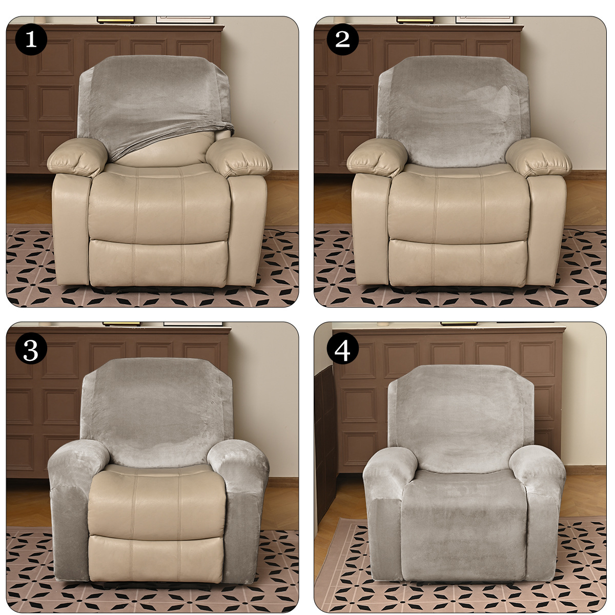 Transfronterizo spot al por mayor de color sólido elástico plata de lana de Fox Chivas sofá cubierta todo incluido grueso Chivas sillón cubierta