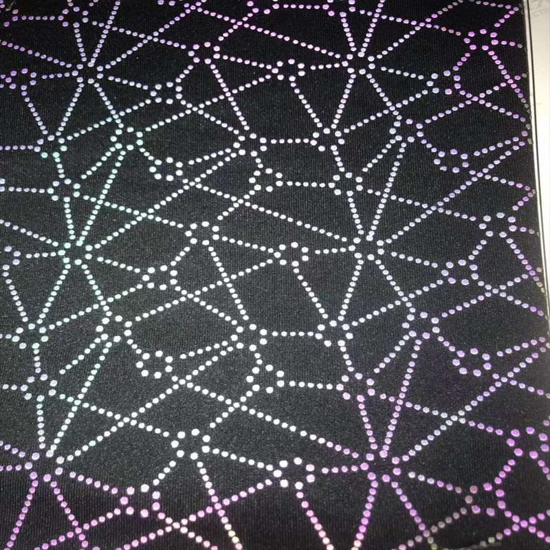 圆点几何图形反光印花布连衣裙休闲服外套反光面料七彩反光弹力布