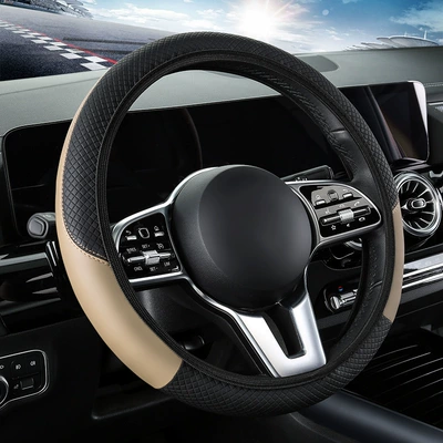 for All Seasons, Elastic Inner, Steering wheel cover - black-beige-02-36cm
