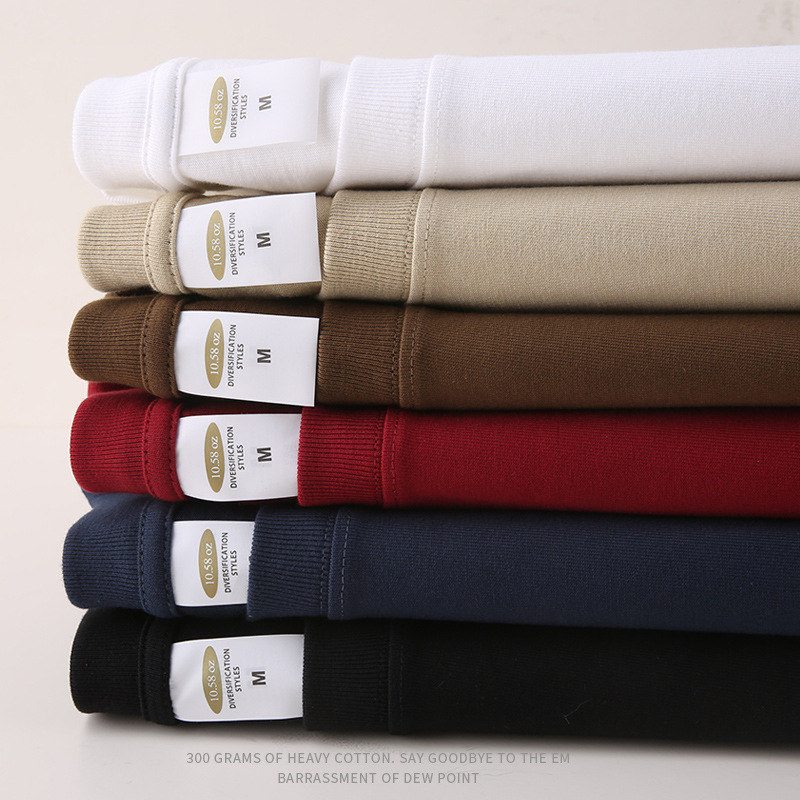 300g camiseta pesada de manga corta marca de moda para hombres y mujeres suelta camisa de fondo de algodón de media manga juvenil retro americana superior