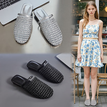 新款包头拖鞋女2025夏季外穿高级感编织凉拖休闲沙滩半拖百搭女鞋