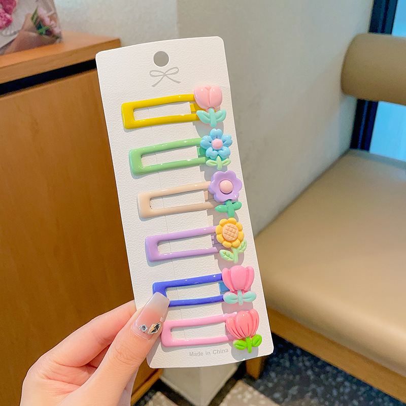Flor dulce colorida de los niños Linda horquilla linda chica BB clip de lado de cabello roto flequillos clip de horquilla chica