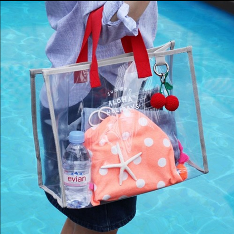 Bolso de playa de PVC transparente a juego de color de moda bolso de viaje bolso de baño de mano bolso de almacenamiento de ropa portátil moda